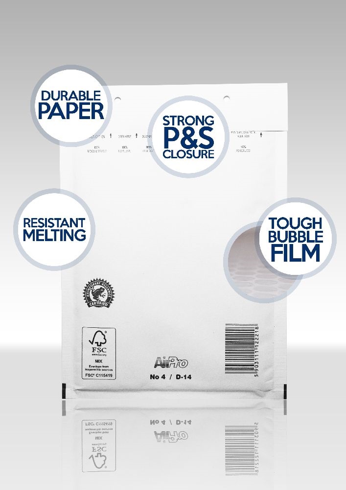 200x275mm fehér légpárnás tasak 14/D