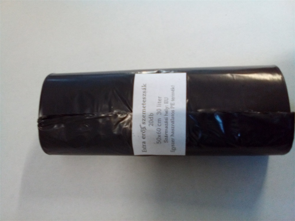 30l  500x600mm  14my erős vastag 20 db/csomag háztartási szemeteszsák
