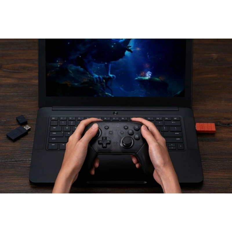 8BitDo USB Wireless Adapter 2, Nintendo Switch/Switch 2, Mobil, Xbox, PC, PlayStation, barna kontroller adapter