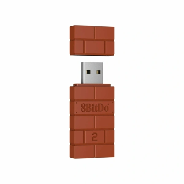 8BitDo USB Wireless Adapter 2, Nintendo Switch/Switch 2, Mobil, Xbox, PC, PlayStation, barna kontroller adapter