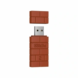 8BitDo USB Wireless Adapter 2, Nintendo Switch/Switch 2, Mobil, Xbox, PC, PlayStation, barna kontroller adapter
