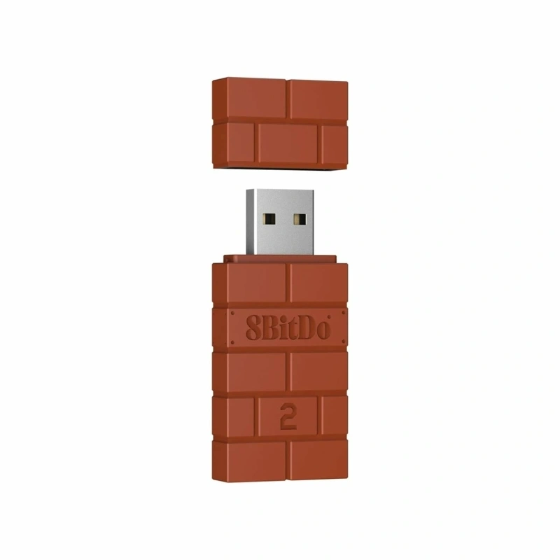 8BitDo USB Wireless Adapter 2, Nintendo Switch/Switch 2, Mobil, Xbox, PC, PlayStation, barna kontroller adapter
