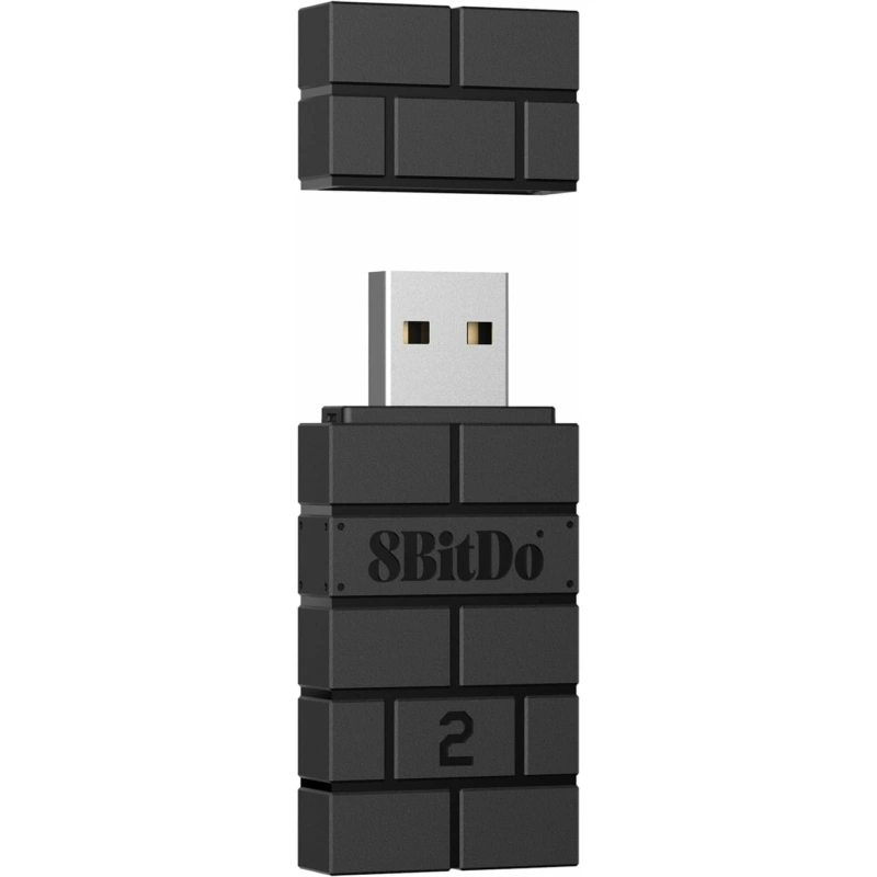 8BitDo USB Wireless Adapter 2, Nintendo Switch/Switch 2, Mobil, Xbox, PC, PlayStation, fekete kontroller adapter