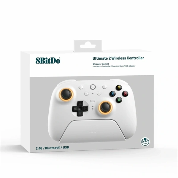 8BitDo Ultimate 2 Nintendo Switch / Switch 2 / PC Hall-Effect fehér vezeték nélküli kontroller