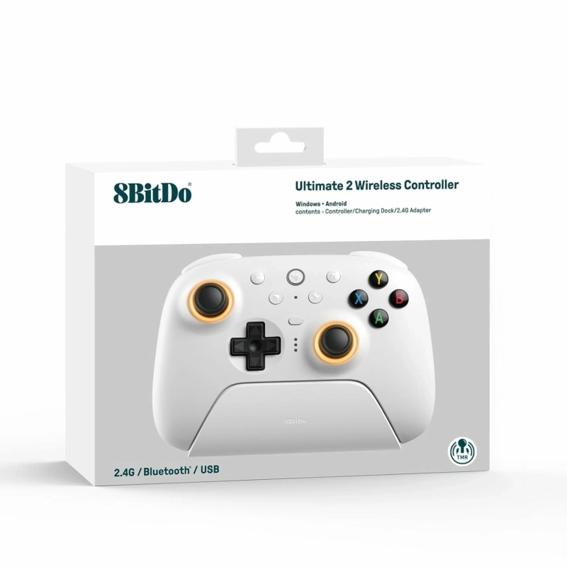 8BitDo Ultimate 2 Nintendo Switch / Switch 2 / PC Hall-Effect fehér vezeték nélküli kontroller