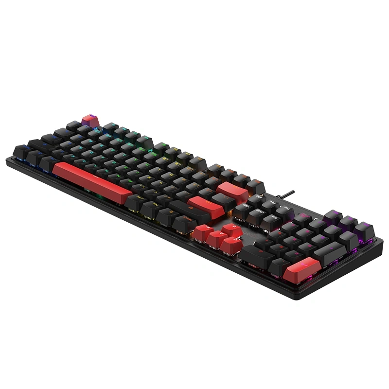 A4TECH Bloody S520N, RGB, BLMS Red Plus, 1000 Hz, Anti-ghosting, angol, gamer vezetékes billentyűzet