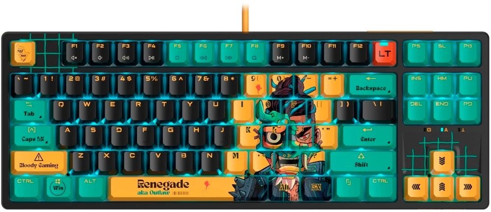 A4-Tech A4TKLA47623 Bloody AT87 US mechanikus (Alpha Switch) RGB Renegade vezetékes gamer billentyűzet