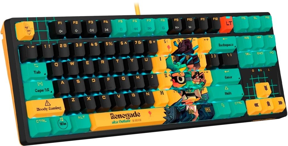 A4-Tech A4TKLA47623 Bloody AT87 US mechanikus (Alpha Switch) RGB Renegade vezetékes gamer billentyűzet