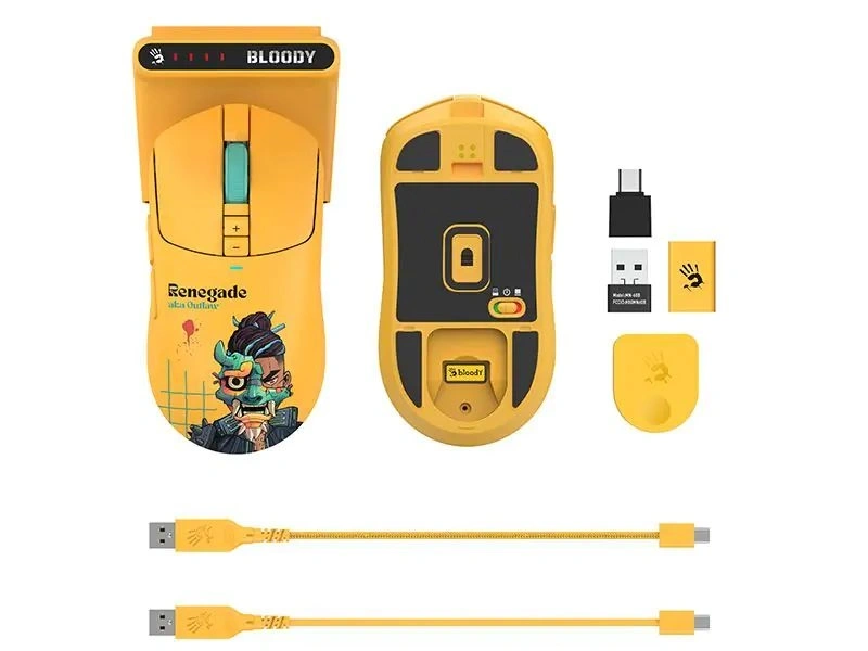 A4-Tech Bloody R72 Ultra Duo Renegade Sunset vezeték nélküli sárga gamer egér