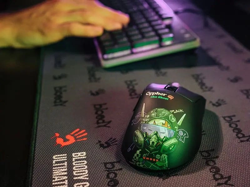 A4-Tech Bloody R73 Ultra Duo Cypher Ghost vezeték nélküli fekete gamer egér