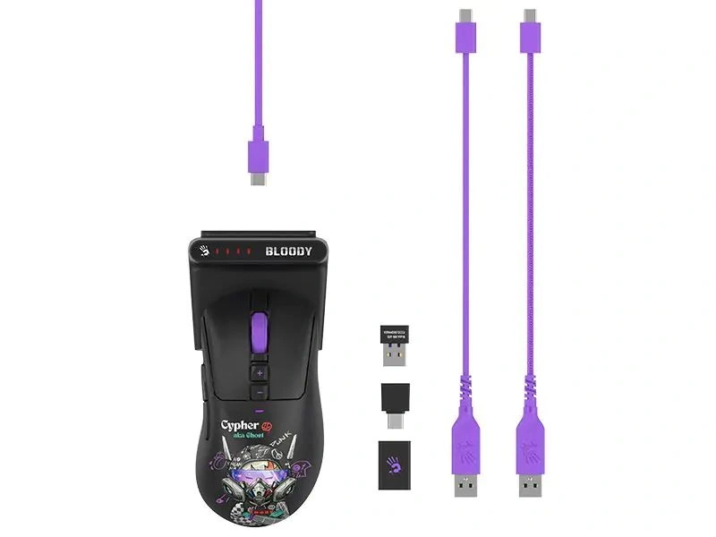 A4-Tech Bloody R73 Ultra Duo Cypher Ghost vezeték nélküli fekete gamer egér