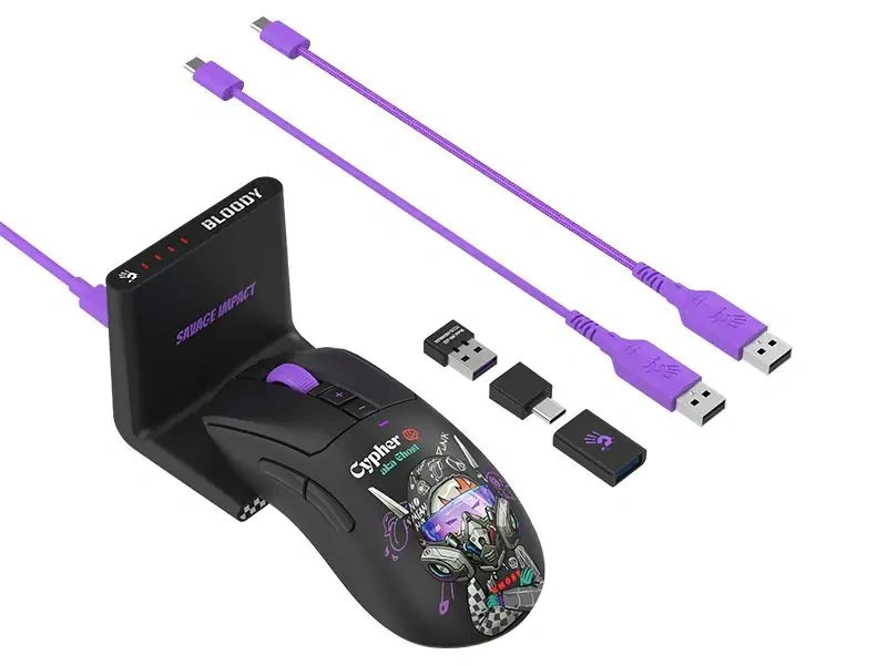 A4-Tech Bloody R73 Ultra Duo Cypher Ghost vezeték nélküli fekete gamer egér