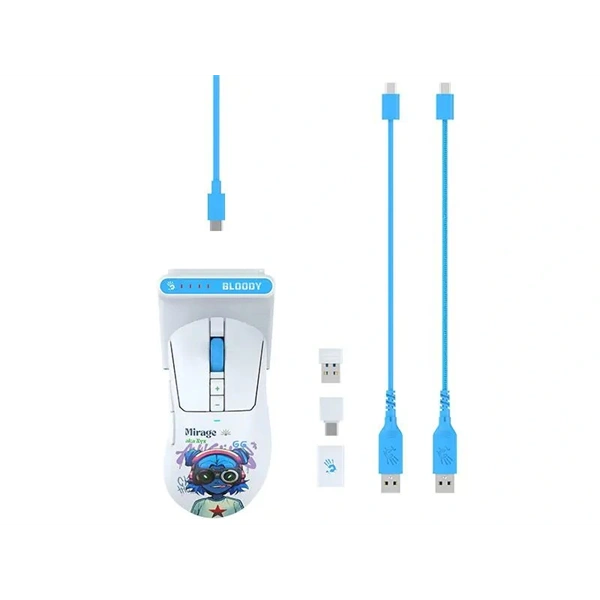 A4-Tech Bloody R73 Ultra Duo Nyx Mirage vezeték nélküli fehér gamer egér