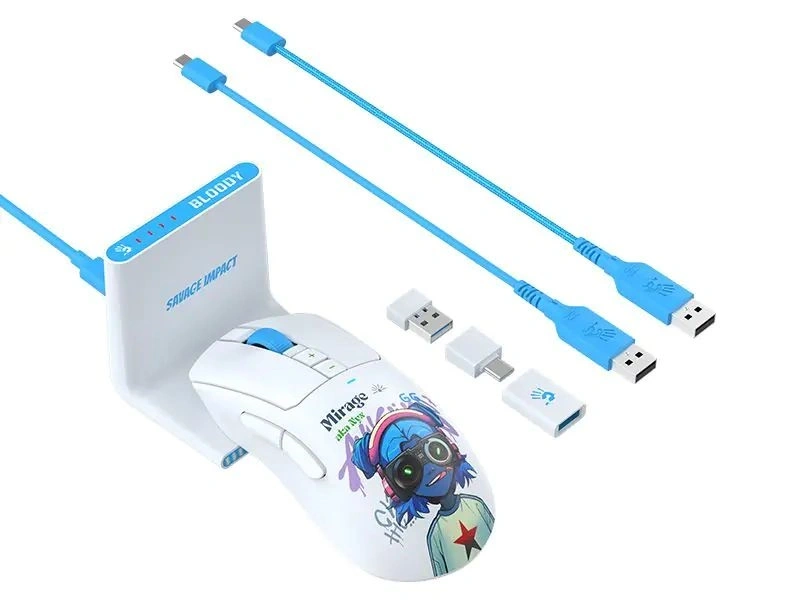 A4-Tech Bloody R73 Ultra Duo Nyx Mirage vezeték nélküli fehér gamer egér