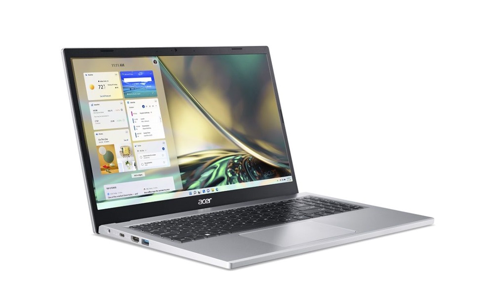 ACER Aspire A315-24P-R11R, 15.6" FHD, AMD Ryzen 3 7320U, 8GB, 512GB SSD, UMA, DOS, ezüst laptop