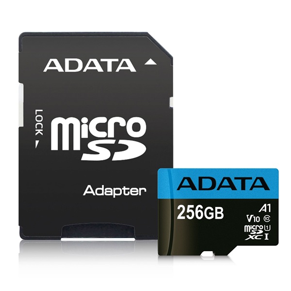 ADATA 256GB SD micro Premier (SDXC Class 10 UHS-I) (AUSDX256GUICL10A1-RA1) memóriakártya adapterrel