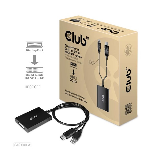 Club3D DisplayPort to Dual Link DVI-D HDCP OFF version Active Adapter M/F - Apple Cinema Kijelzőkhöz