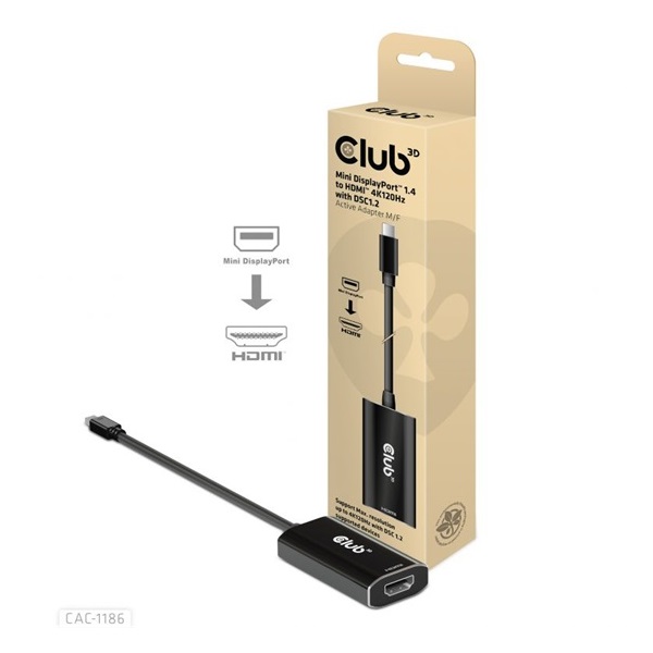 Club3D Mini DisplayPort 1.4 to HDMI 4K120Hz with DSC1.2 Active Adapter M/F