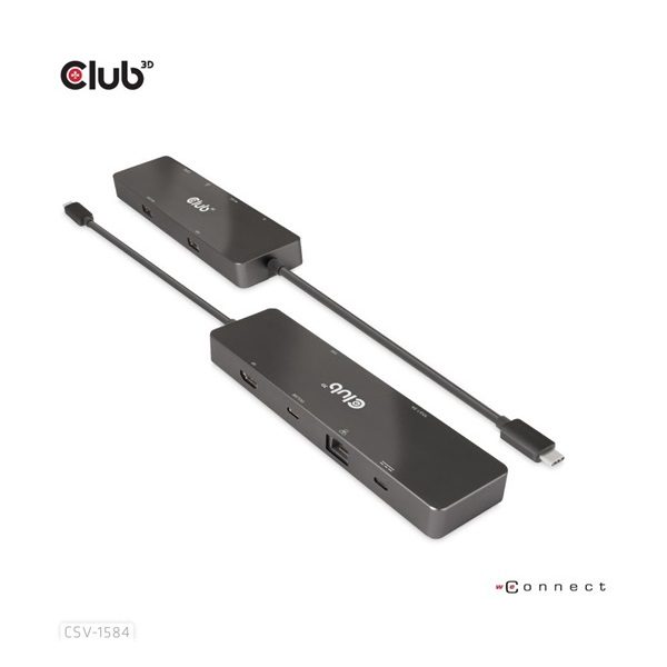 ADA Club3D USB3.2 Gen2 Type-C, 6-in-1 Dual Displays Portable Dock with USB Type-C Video 4K60Hz
