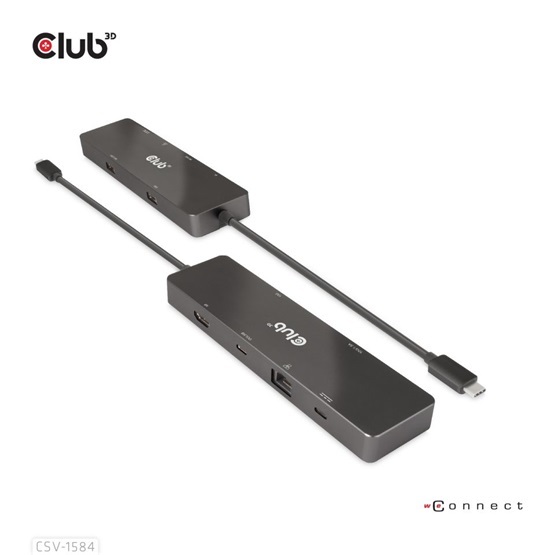 ADA Club3D USB3.2 Gen2 Type-C, 6-in-1 Dual Displays Portable Dock with USB Type-C Video 4K60Hz