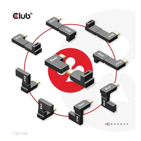 Club3D USB Type-C Gen2 Angled Adapter set of 2 up to 4K120Hz M/F