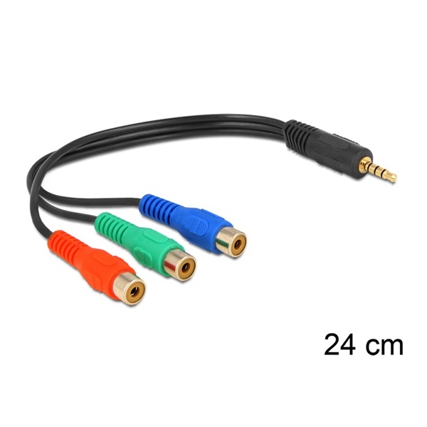 Delock 62499 3 x RCA anya > Stereo plug 3.5 mm 4 pin kábel - 24cm