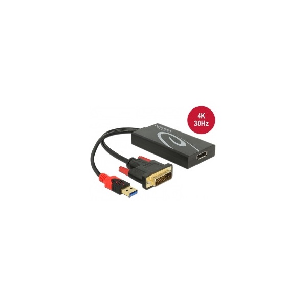 Delock 62596 DVI-dugós csatlakozó > Displayport 1.2 dugós csatl. - Fekete