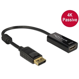 Delock 62609 Displayport 1.2 dugós csatl. - HDMI csatlakozóhüvely 4K passzív - Fekete