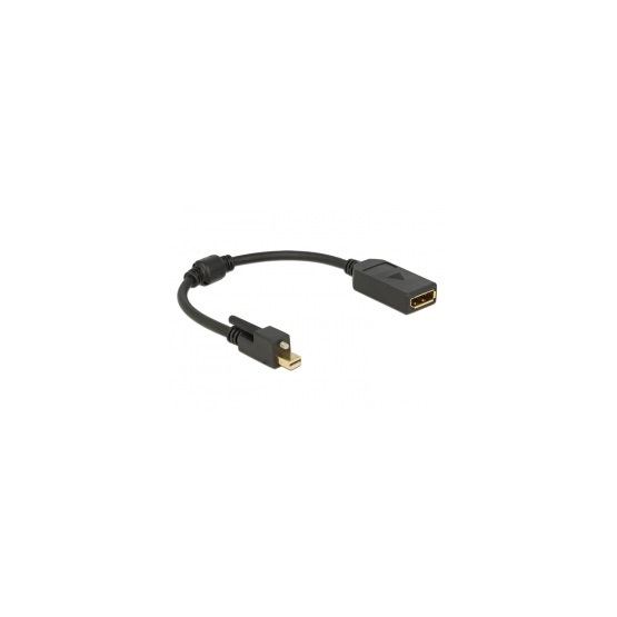 Delock 62638 mini Displayport 1.2-dugós csatl. csavarral > Displayport-csatl.hüvely 4K adapter