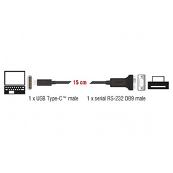 Delock 63908 USB-C > 1 db soros DB9 RS-232 adapter