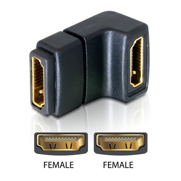 Delock 65075 HDMI anya > HDMI anya 90° lefelé hajlított adapter