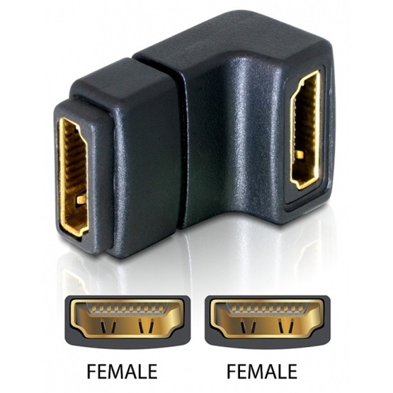 Delock 65075 HDMI anya > HDMI anya 90° lefelé hajlított adapter