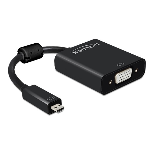 Delock 65558 HDMI micro-D dugó - VGA hüvely audióval adapter - Fekete