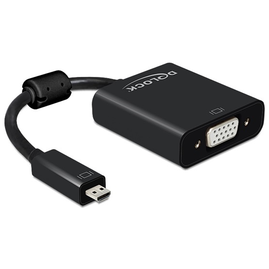 Delock 65558 HDMI micro-D dugó - VGA hüvely audióval adapter - Fekete