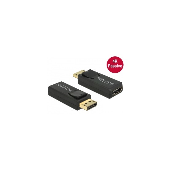 Delock 65571 Displayport 1.2 dugós csatl. - HDMI csatlakozóhüvely 4K passzív adapter - Fekete