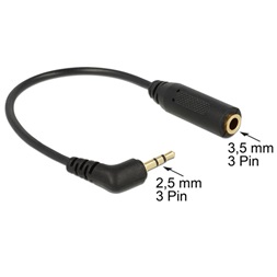 Delock 65672 2,5mm 3pin apa > 3,5mm 3pin anya forgatott sztereo kábel - 0,17m