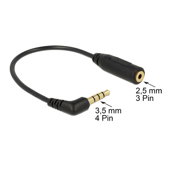 Delock 65673 3,5mm 4pin apa > 2,5mm 3pin anya forgatott sztereo kábel - 0,17m