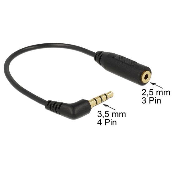 Delock 65673 3,5mm 4pin apa > 2,5mm 3pin anya forgatott sztereo kábel - 0,17m