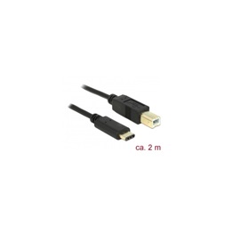 Delock 83330 USB C 2.0 dugó > USB 2.0 B dugó fekete - 2 m