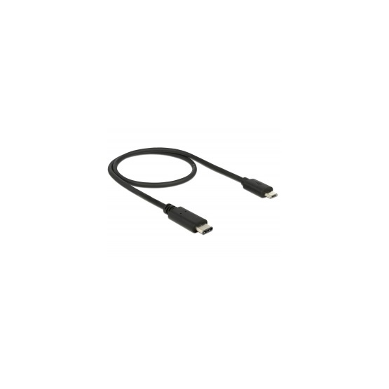 Delock 83333 USB C 2.0 dugó > USB 2.0 Micro>B dugó fekete - 0,5 m