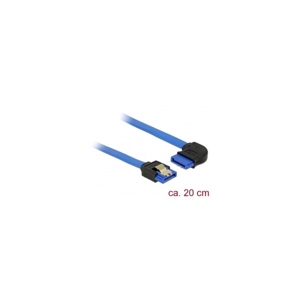 Delock 84989 SATA kábel 6 Gb/s hüvely, egyenes >SATA hüvely, jobbra néző csatlakozódugóval kék - 20 cm