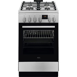 AEG CKB56490BM inox, szabadonálló, gáz, kombinált, főzőzóna: 4, sütő:58L, grill, tűzhely