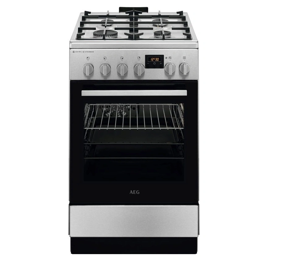 AEG CKB56490BM inox, szabadonálló, gáz, kombinált, főzőzóna: 4, sütő:58L, grill, tűzhely