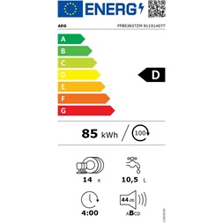 AEG FFB53937ZM inox, programok száma: 8, szabadonálló, 14 terítékes mosogatógép 