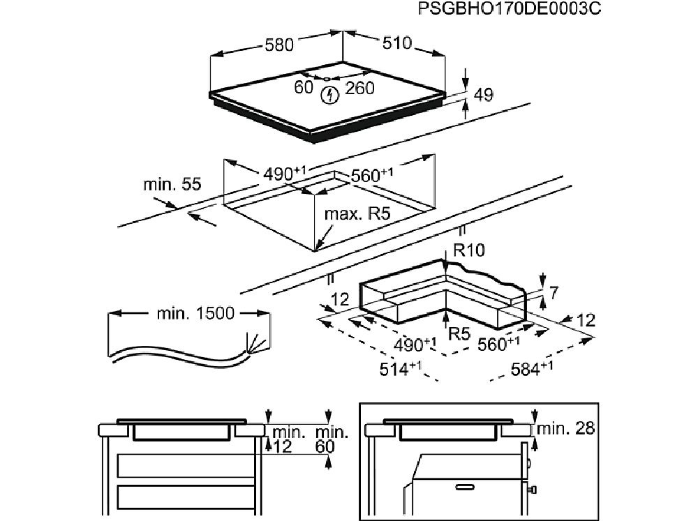AEG IKE64441IB fekete, beépíthető, indukciós, főzőzóna: 4, beépíthető méret: 56cm, főzőlap