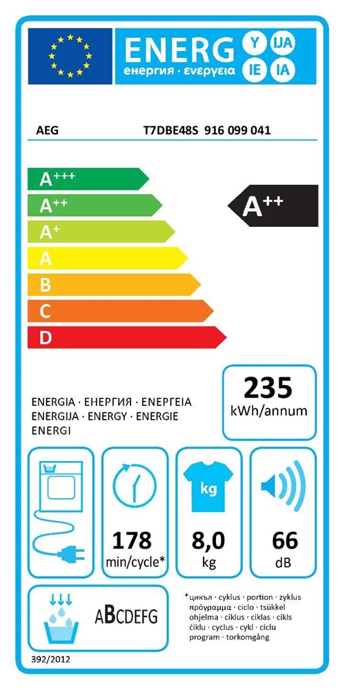 AEG T7DBE48S fehér, 8 kg, hőszivattyús, szárítógép