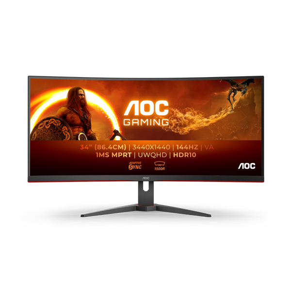 AOC 34" CU34G2XE/BK UWQHD VA 144Hz DP/HDMI/USB ívelt gamer monitor (Újszerű)