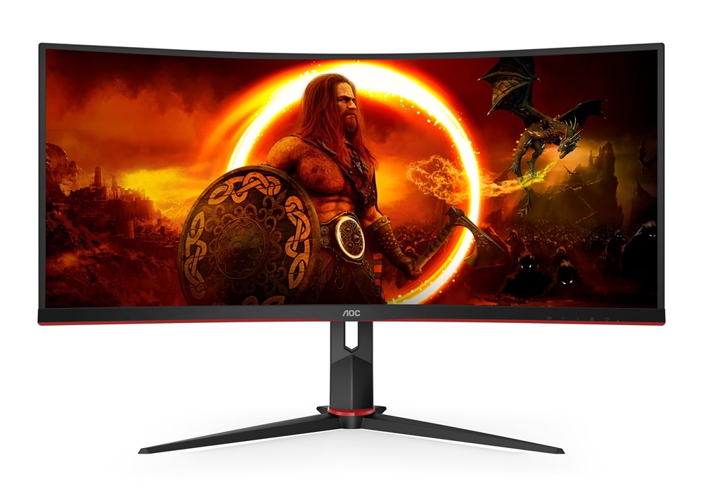 AOC 34" CU34G2XP/BK AdaptiveSync UWQHD VA 180Hz DP/HDMI/USB ívelt gamer monitor