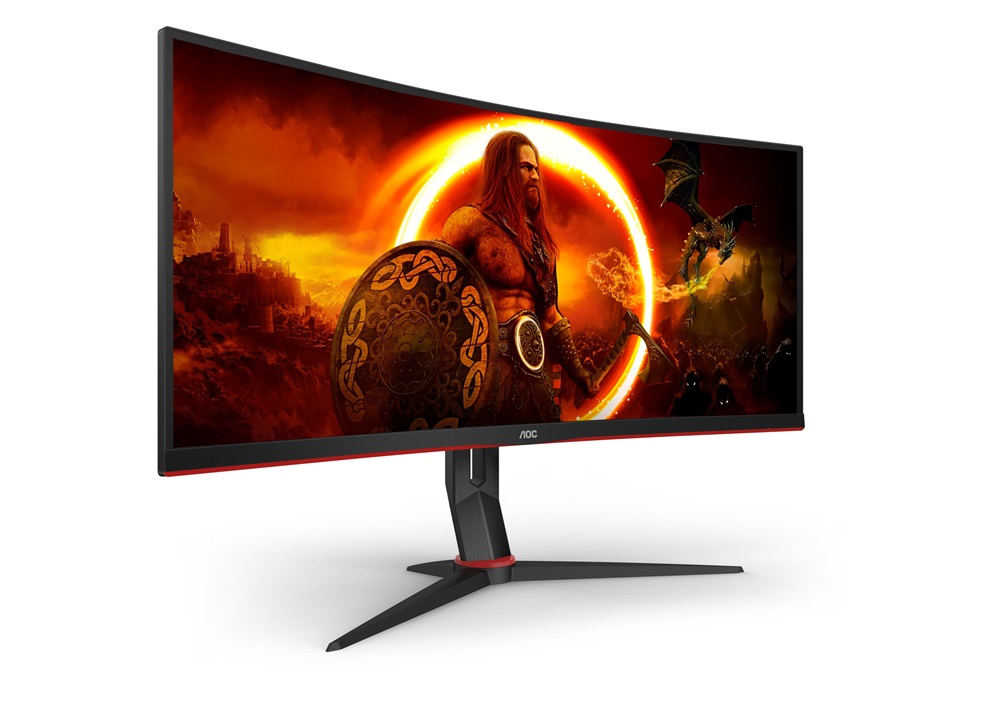 AOC 34" CU34G2XP/BK AdaptiveSync UWQHD VA 180Hz DP/HDMI/USB ívelt gamer monitor