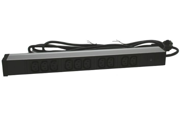 APower 1U 19" fekete/alu 10-es C13 elektromos elosztó